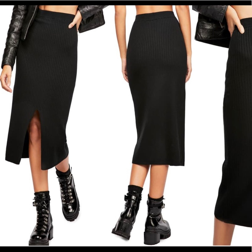 Free People Skyline Rib Midi Skirt
